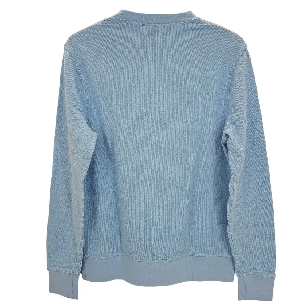 J. Crew Mens size M Long Sleeve Textured Crewneck Sweater Tee Blue BW407 NEW